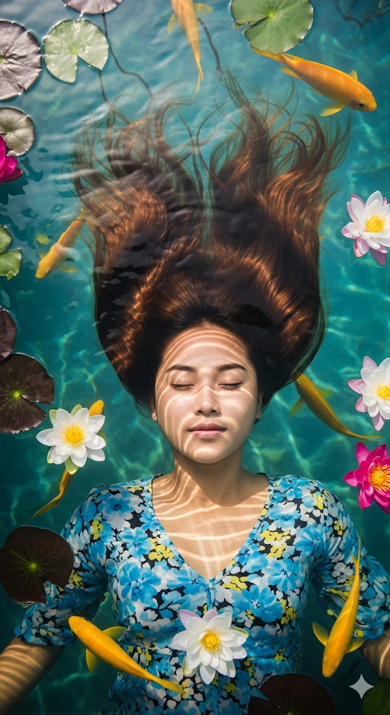 Underwater Lotus Floating Girl